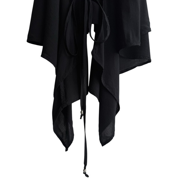 FREE PEOPLE Black Vest Sleeveless Open Front Tie-Waist Lightweight Drape Small - Picture 4 of 6